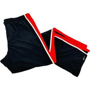 VTG y2k Women's Black Red Nike Baggy Wide Leg Windbreaker Track Sweatpants Sz M